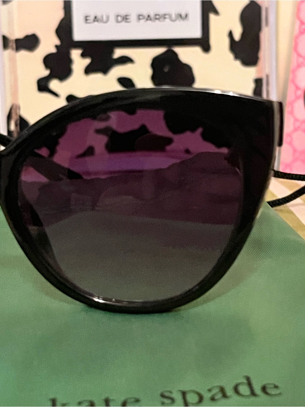 kate spade Black Cat-Eye Sunglasses with Dark Gradient Lenses - Picture 6 of 7